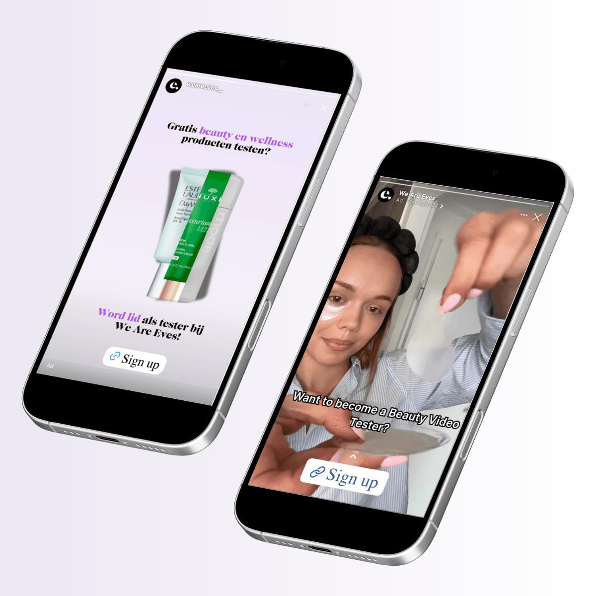 UGC creatives for We Are Eves on two phones