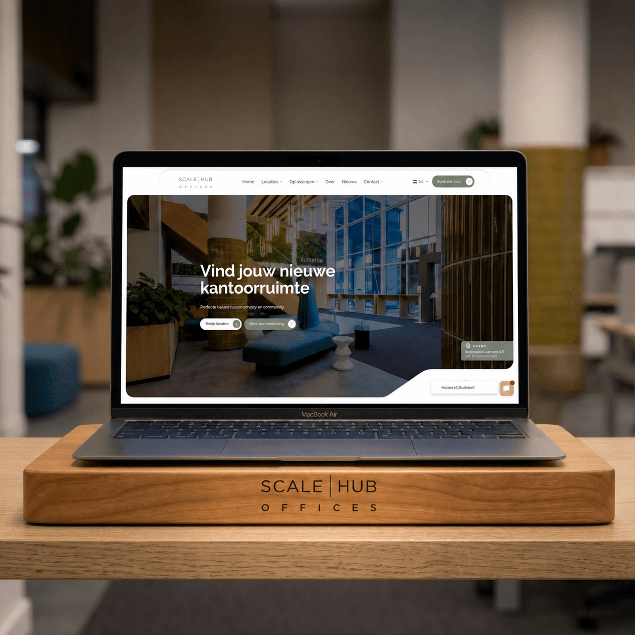ScaleHub Offices website built by TNG, shown on a laptop