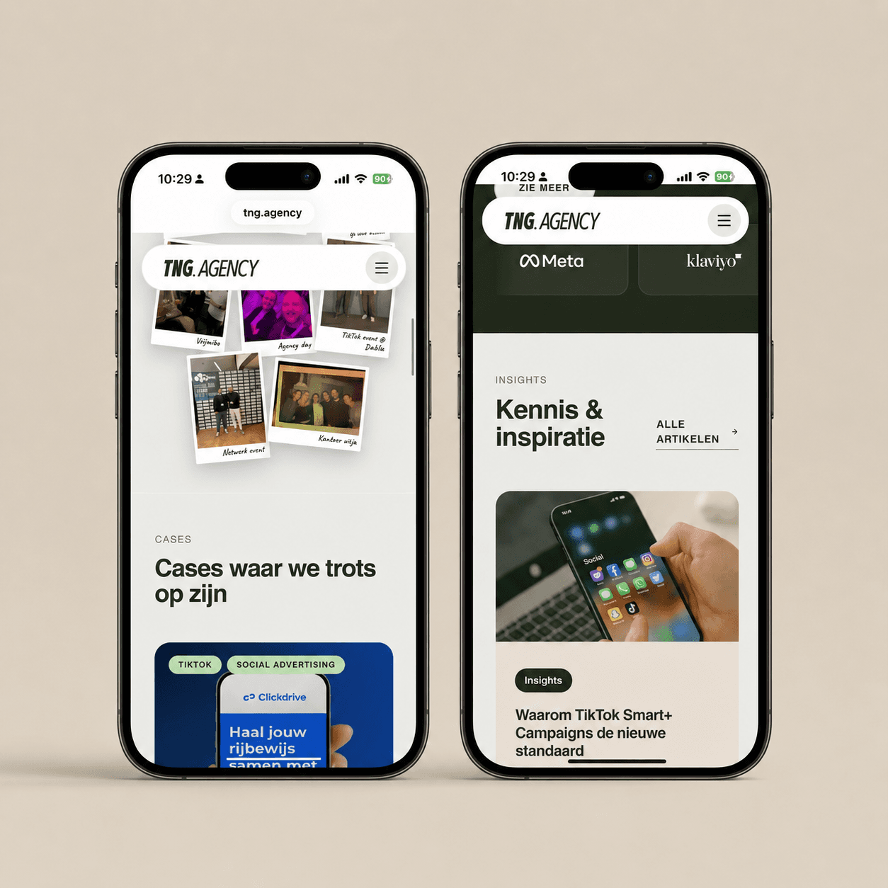 TNG Agency AI-website op mobiel