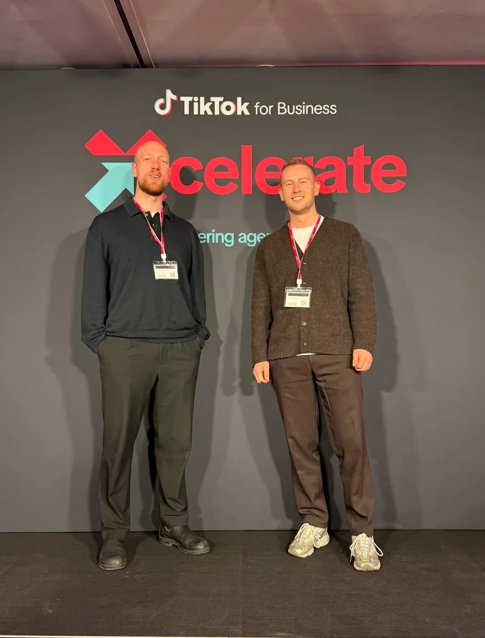 Two TNG Agency team members at the TikTok for Business Xcelerate event
