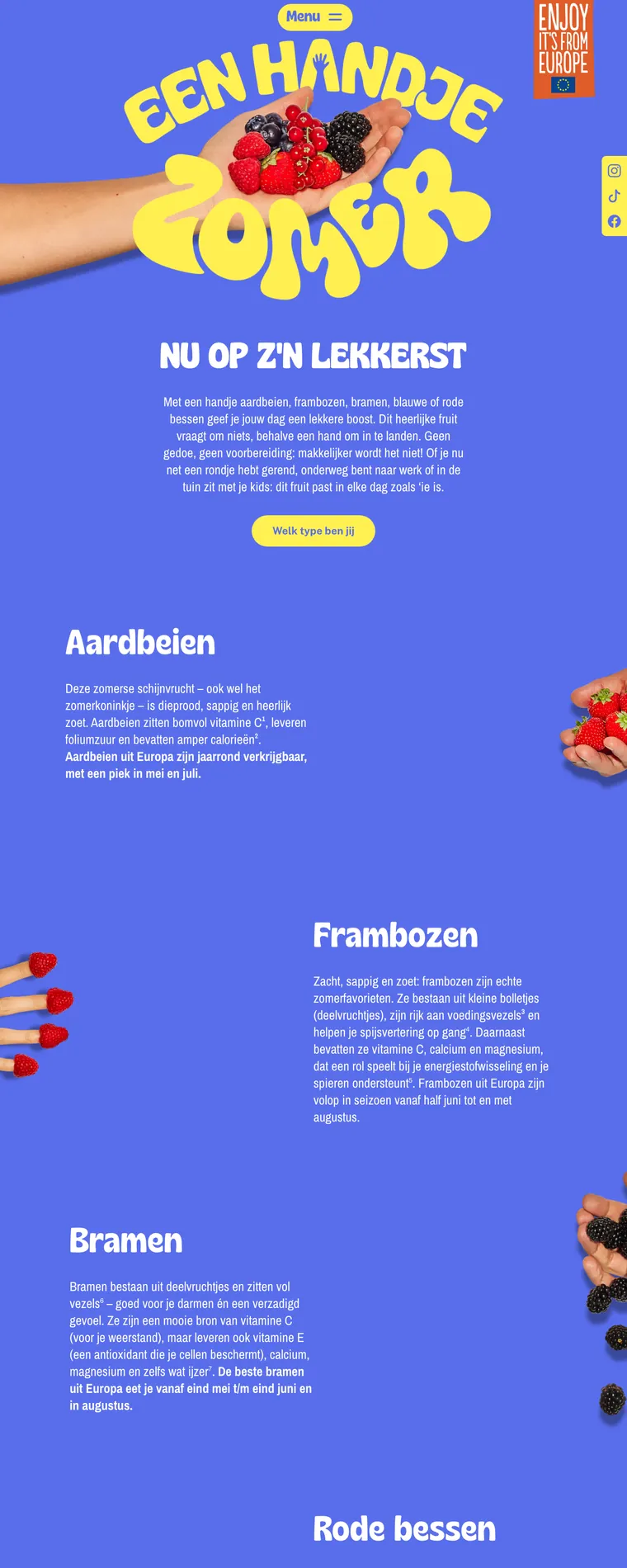 Homepage of the European Berries website, built by TNG