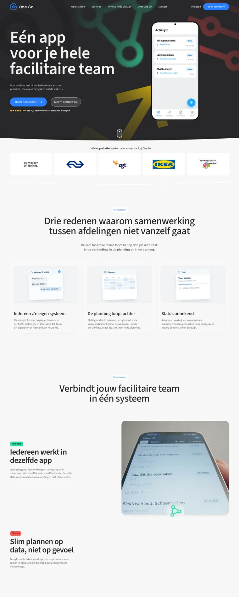Homepage of the One Go website, built by TNG