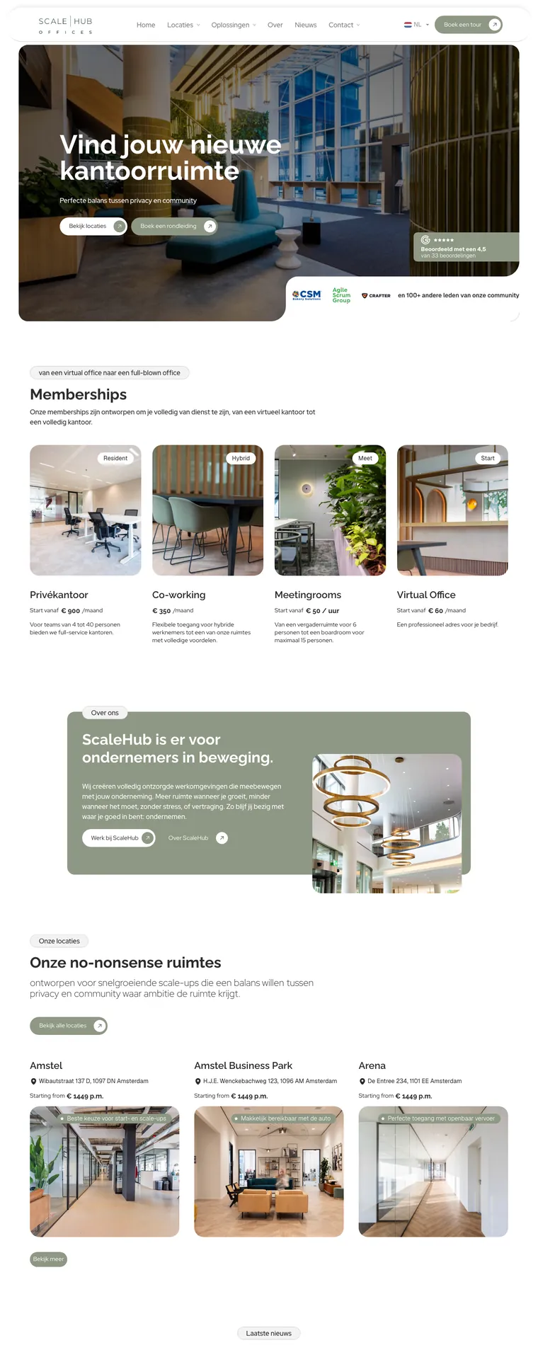 Homepage of the ScaleHub website, built by TNG