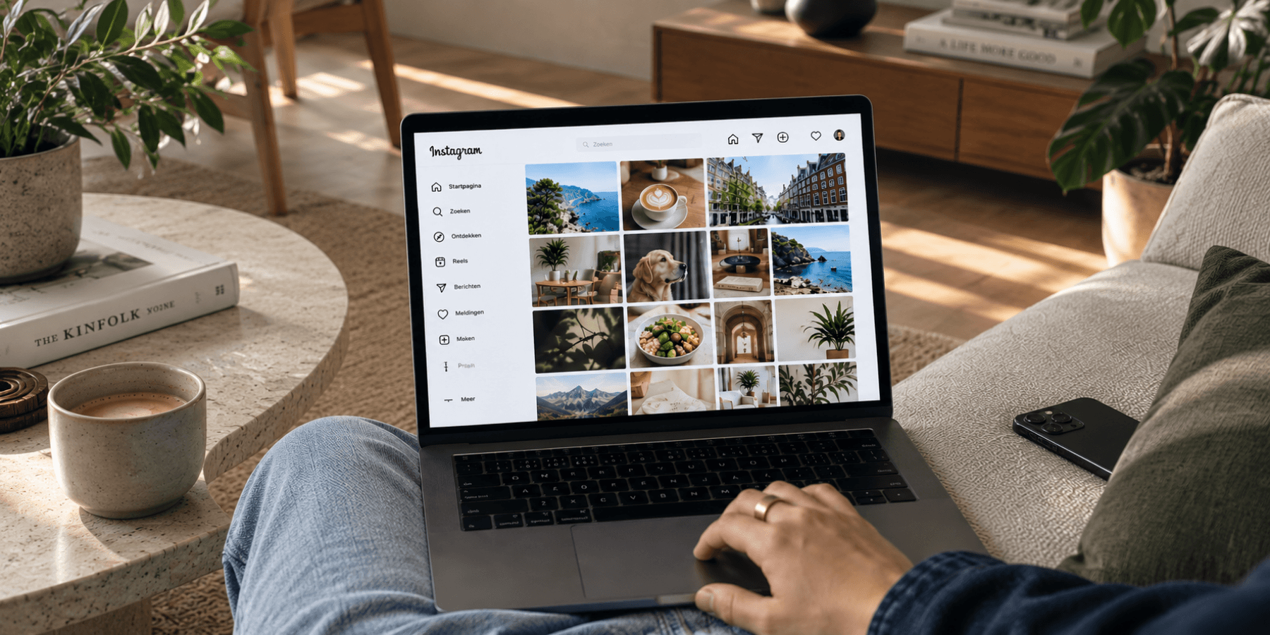 Laptop met instagram organisch open