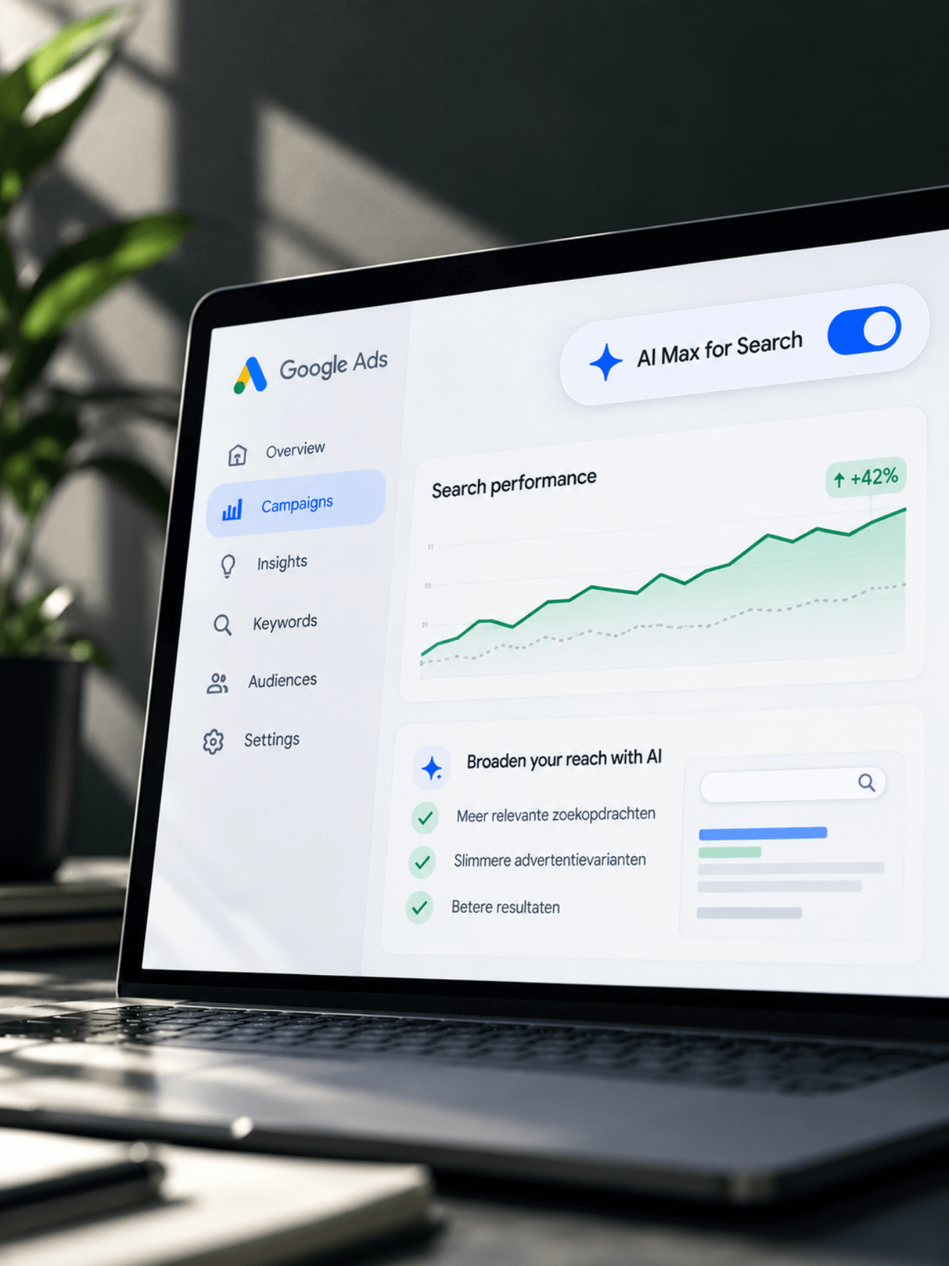 Computer met AI Max search